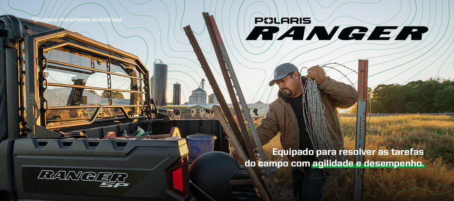 O Polaris Ranger: seu parceiro incansável no trabalho diário. Força, confiabilidade e versatilidade, enfrentando desafios no campo com eficiência. 